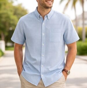 Old Navy Men's Sky Blue Casual Button Down Shirt